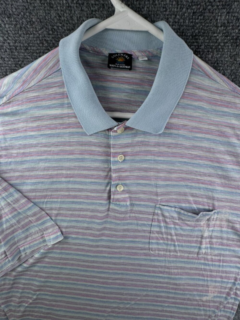 Maus & Hoffman Solemare Polo Shirt Men Large Striped Italy Colorful Lightweight